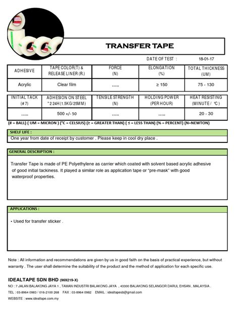 Transfer Tape | PDF