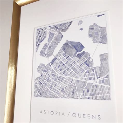 ASTORIA Queens Map Watercolor Print New York City Map Block - Etsy