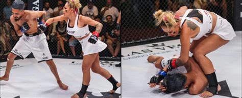 Video Female Influencer Drops Man In Mma Match He Taps To Strikes