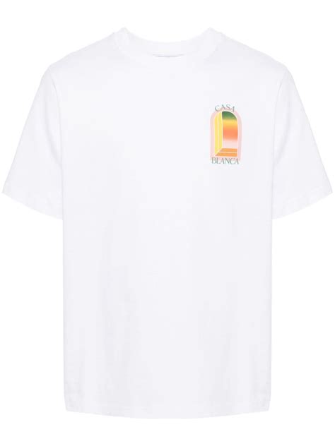 Casablanca Tennis Club Icon Organic Cotton T Shirt White Farfetch Uk