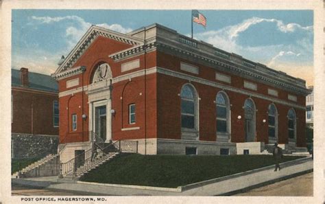 Post Office Hagerstown Md Postcard