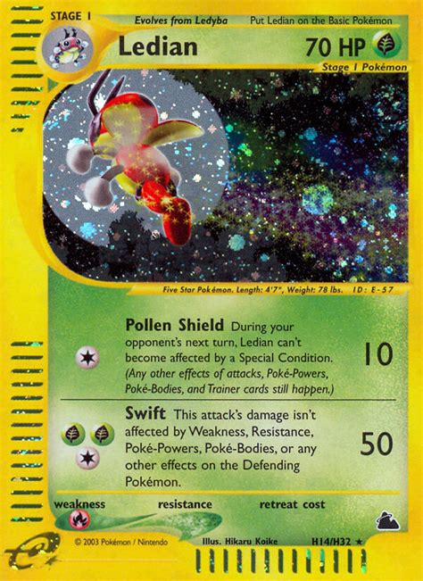 Pokémon e Card Series Skyridge Card H14 Ledian Standard Holo Arcade