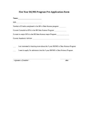 Fillable Online Umassd Bs Ms Pre Application Form Umassd Fax Email