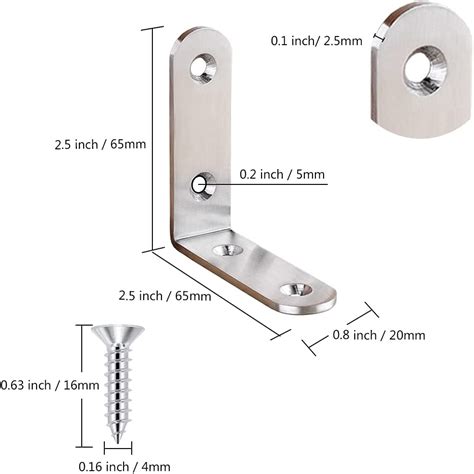 Buy Yewlaca 6pcs Corner Brace L Bracket Heavy Duty 65x65mm Right Angle