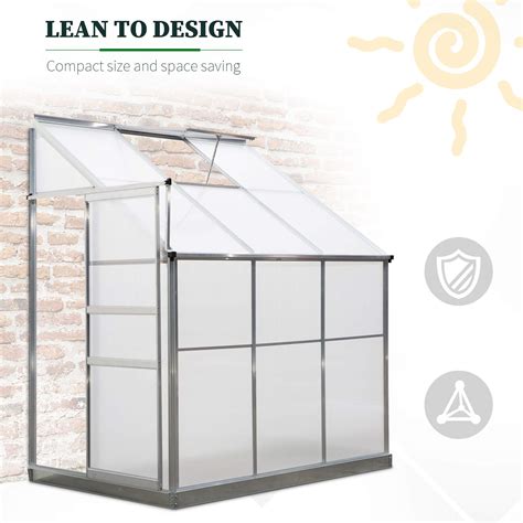 Buy Outsunny Walk In Lean To Greenhouse Garden Heavy Duty Aluminium