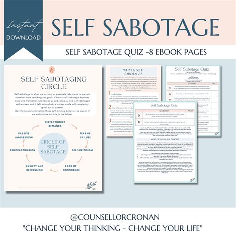 Self Sabotage Quiz Therapy Worksheets Self Love Journal Etsy Australia