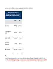 W Number Docx Here Are The Comparative Income Statements Of