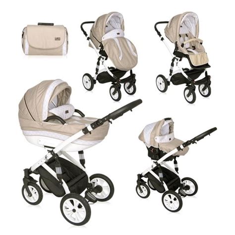 Poussette Trio En Avec Si Ge Auto Mia Roues Gonflables Beige