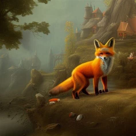 Artstation Giant Fox In A Fantasy Village Caught Stealing What Looks