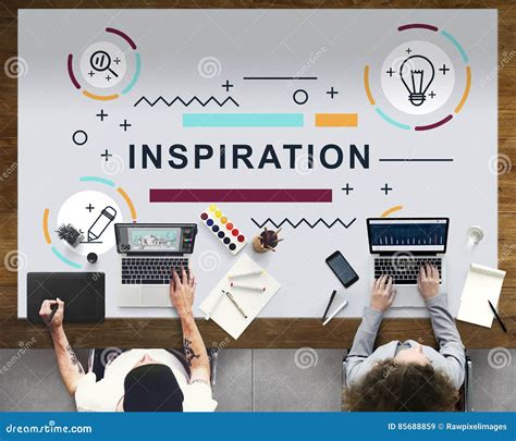 Inspirations Motivations Kreatives Innovations Grafik Konzept Stockbild