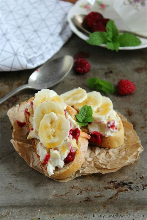 Honeyed Raspberry And Banana Ricotta Toast