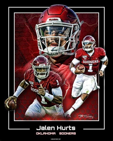 Jalen Hurts Oklahoma Sooners print by Tinney | The Beveled Edge