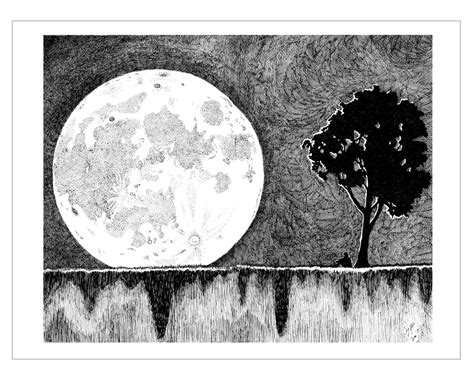 My Moonrise Drawing Done In Ink Scrolller