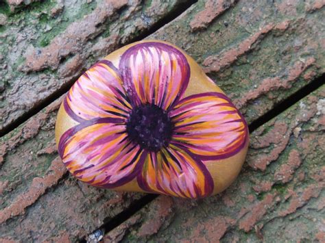 Hand Painted Flower Rock Art Hand Painted Rocks Stone Painting