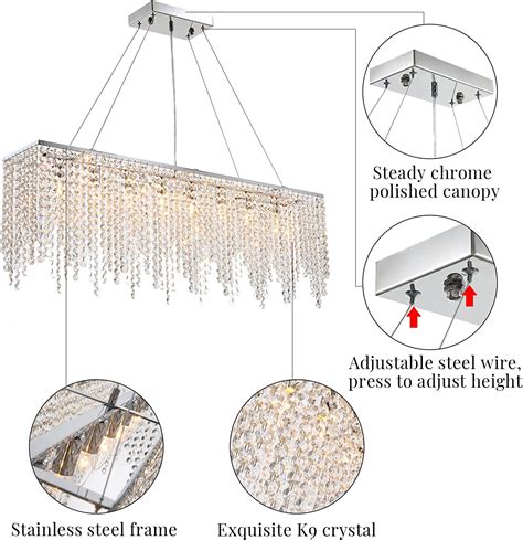 Buy APBEAMLighting Rectangular Crystal Chandelier Modern Rectangle