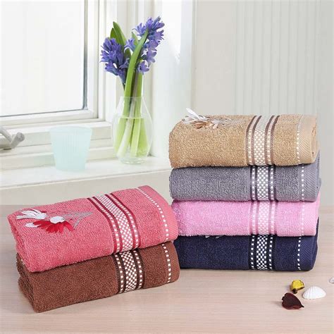 Plain Cotton 3D Noble Embroidery Bath Towel For Home 450 550 GSM At