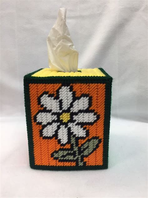 Daisy Plastic Canvas Tissue Box Cover Tissue Topper Tbc Etsy