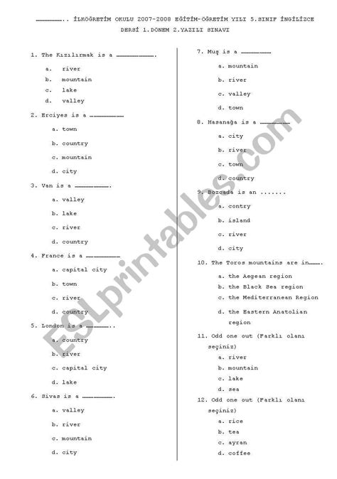 Multiple Choice Esl Worksheet By Appleaday