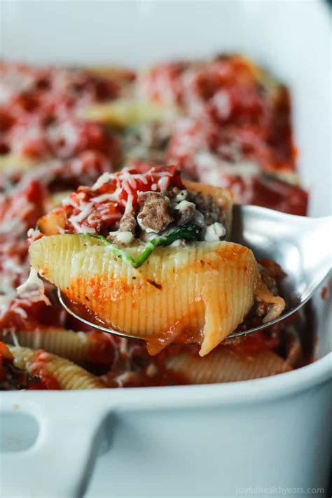 Easy Stuffed Shells With Ground Beef Spinach And Mushrooms