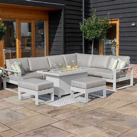 Amalfi Large Corner Dining Set With Fire Pit Table Sussex Grange