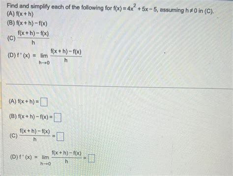 Solved Find And Simplify Each Of The Following For Chegg