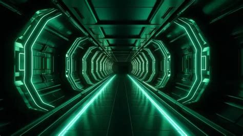 The Futuristic Corridor Has Red And Neon Lights Background Futuristic