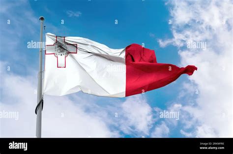 Malta Flag Realistic Waving Fabric Flag Stock Photo Alamy