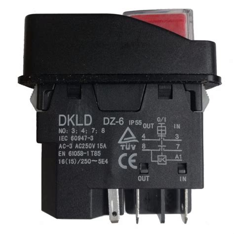 DKLD DZ 6 5 Pins AC 3 250V 15A Waterproof Electromagnetic Push Button