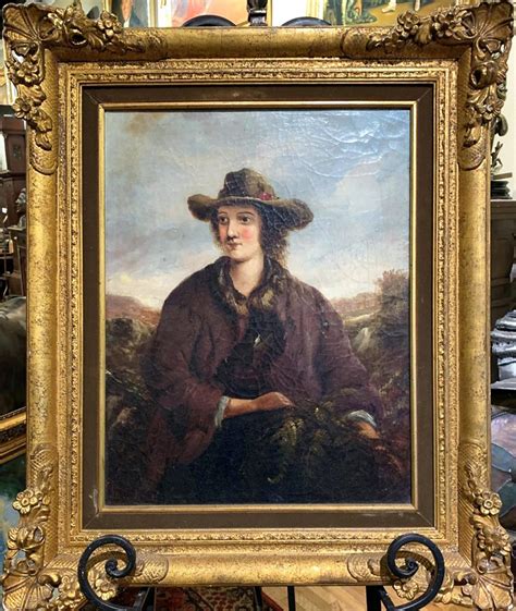 Bid Now Early 19th C American Folk Art Portrait Oil Painting By