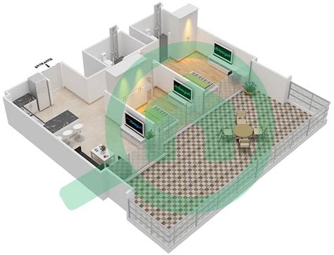 Floor Plans For Type Unit 1A 04 FLOOR 1 2 Bedroom Apartments In Azizi