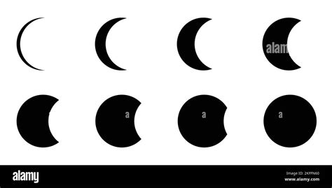 Moon Phases Astronomy Cycle Vector Icon Set Stock Vector Image Art