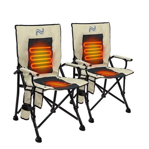 Mophoto 2 Pack Heated Camping Chair Adult Supports 400lbs Portable Heated Folding Camping Chairs