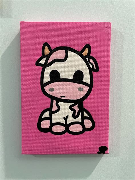 Cow Acrylic Paintings Etsy In 2023 Mini Canvas Art Easy Canvas Art Cute Canvas Paintings