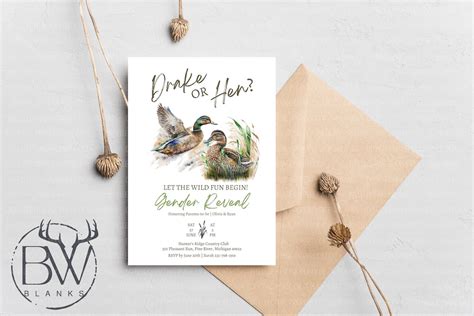 Duck Hunting Gender Reveal Invitation Printable Duck Hunting Invitation