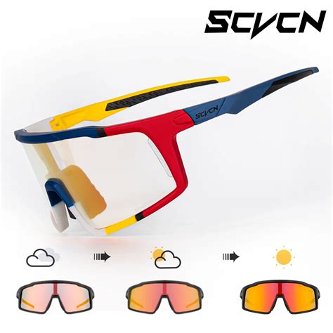 Scvcn Red Photochromic Glasses Bicycle Blue Glasses Sports Men S