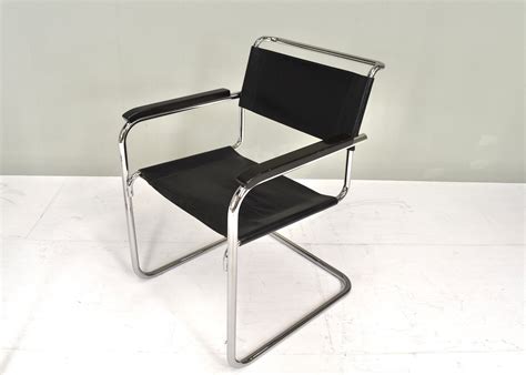 Thonet S34 Cantilever Chairs By Mart Stam In Black Leather And Chrome