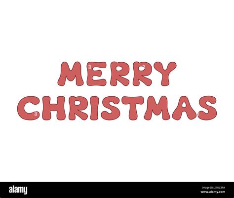 Merry Christmas Groovy Lettering Isolated Text In 60s 70s Style