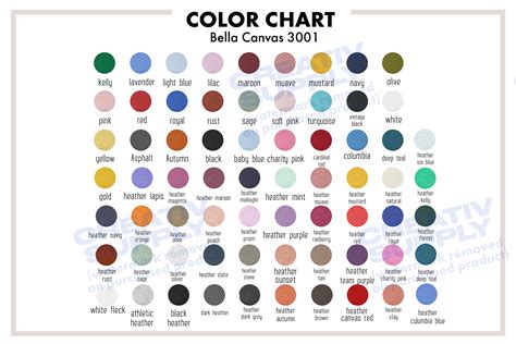 Bella Canvas 3001 Colors and Color Chart Graphic by CreativSupply ...