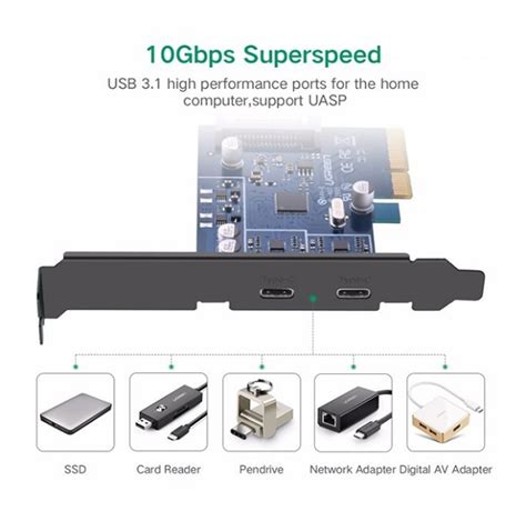 Tổng kho cung cấp Card PCI Express sang 2 cổng USB 3 1 Type C Ugreen