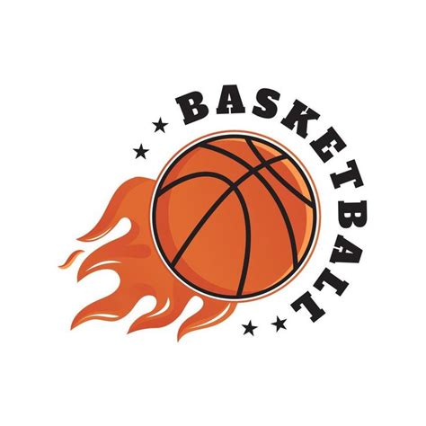 Tournament basketball logo design symbol on fire, American Basketball ...