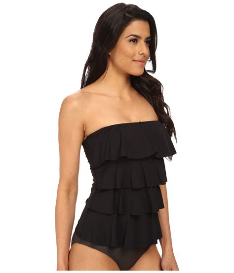 Michael Michael Kors Cascading Front Ruffle Tankini In Black Lyst