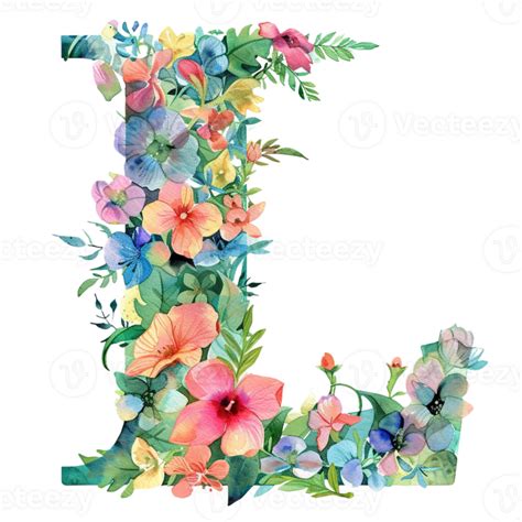 Ai Generated Floral Letter Botanical Letter Watercolor Flower