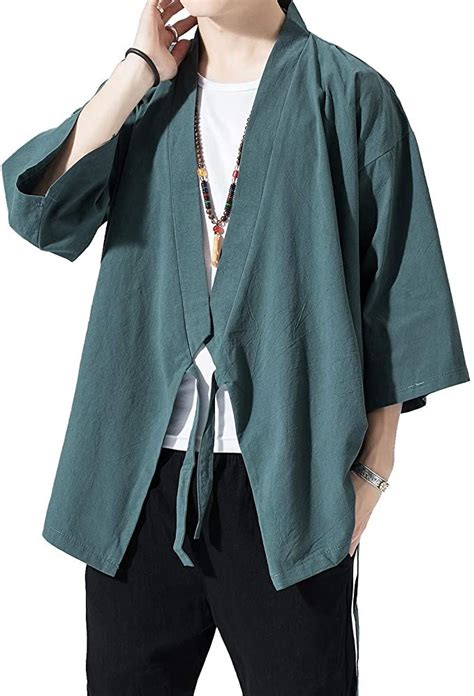 Prijouhe Men S Kimono Jackets Cardigan Lightweight Casual Cotton Blends