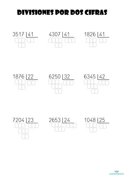 Fichas De Divisiones De 2 Cifras Para Imprimir Y Resolver NBKomputer