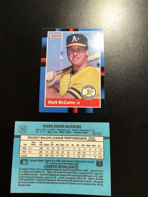 1988 Donruss Baseball Card 256 MARK MCGWIRE Oakland A S Baseball Card