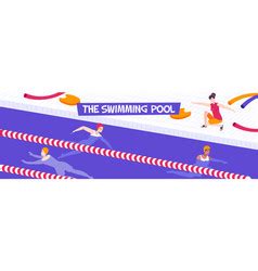 Aqua Aerobics Isometric Horizontal Banners Vector Image