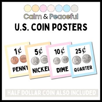 Calm And Peaceful Classroom Decor U S COIN POSTERS By Kid Curated By HW