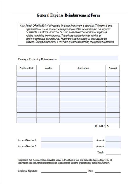 Free Expense Reimbursement Form Samples Pdf Ms Word Google Docs