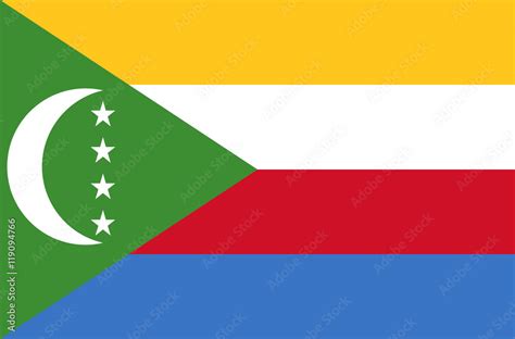 Vector Flat Style Union Of The Comoros State Flag Official Design Of