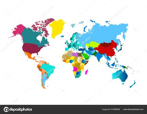 Mapa Colorido Mundo Isolado Sobre Fundo Branco Mundo Mapa Colorido